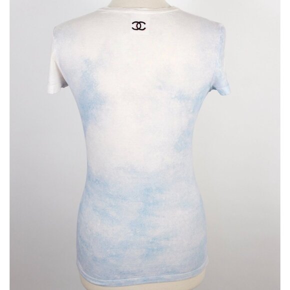 Chanel 2010 36 US 4 T shirt top Coco smoking watercolor painted - Picture 2 of 16